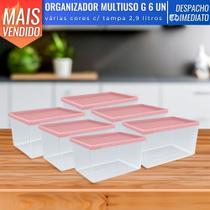 jogo de 6 potes organizadores Multiuso Com Tampa 2,9 Litros Porta Mantimentos