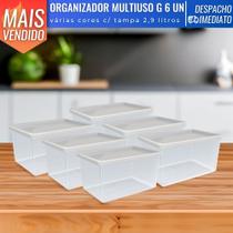 jogo de 6 potes organizadores Multiuso Com Tampa 2,9 Litros Porta Mantimentos