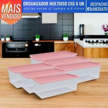 Jogo De 6 Potes Organizadores Translúcidos Geladeira Cozinha 4,5L C/ Tampa