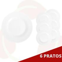 Jogo de 6 Prato de Sobremesa Redondo Branco 19CM Nadir