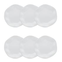 Jogo de 6 Pratos de Sobremesa Oxford Ryo White 21,5cm Porcelana