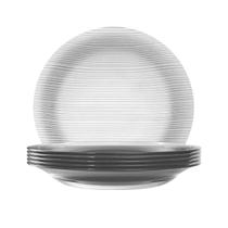 Jogo De 6 Pratos Fundo Diamante 22,4cm Transparente