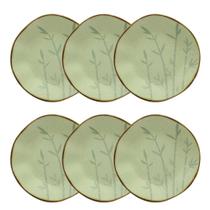 Jogo de 6 Pratos Fundos Oxford Ryo Bambu Marrom e Verde 22,5cm Porcelana Jogo de 6 Pratos Fundos Oxford Ryo Bambu Marrom e Verde 22,5cm Porcelana