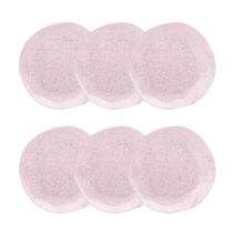 Jogo de 6 Pratos Fundos Oxford Ryo Pink Sand Rosa Claro 22,5cm Porcelana