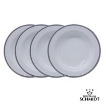 Jogo De 6 Pratos Fundos Porcelana Schmidt Aline 23Cm Branco