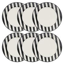 Jogo de 6 Pratos Rasos 26 Cm Oxford Unni Stripes And Dots
