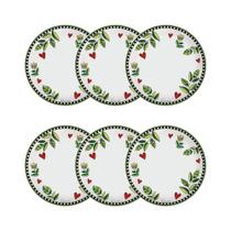 Jogo de 6 Pratos Rasos de Porcelana 27 cm Verde Egan Italy