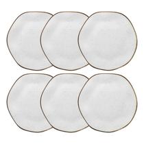 Jogo De 6 Pratos Rasos Oxford Ryo Maresia 27,5cm Branco e Marrom Jogo De 6 Pratos Rasos Oxford Ryo Maresia 27,5cm Branco e Marrom