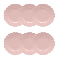 Jogo de 6 Pratos Sobremesa 22cm Oxford Flora Dália