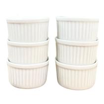 Jogo de 6 Ramequins de Porcelana Branca de 100ml com Forma Canelada