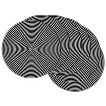 Jogo de 6 Sousplats Redondos Trançados SHACOS 38 cm Preto e Branco