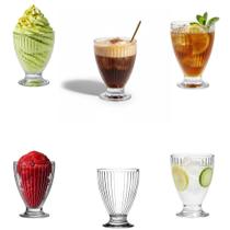 Jogo de 6 taça de vidro copo de luxo para sobremesa suco drink sorvete refresco material canelado resistente com essencial para um verão resfrescante