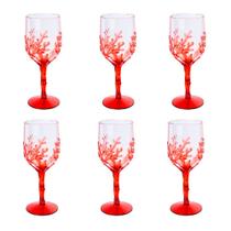 Jogo de 6 Taça Fundo do Mar Vermelho em Acrilico 450ml 23x9cm Jogo de 6 Taça Fundo do Mar Vermelho em Acrilico 450ml 23x9cm