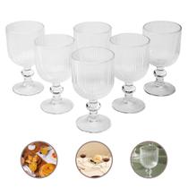 Jogo de 6 Taças 240ml Para Vinho Agua Sucos Vidro Transparente Super Luxo - Feheros Shop