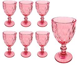 Jogo de 6 Taças 325ml Vidro Cristal Luxx Ellegance Pink