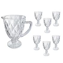 Jogo de 6 taças 330ml com jarra de vidro 1,2 litros Jogo de 6 taças 330ml com jarra de vidro 1,2 litros
