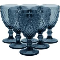 Jogo de 6 Taças Água de Vidro Azul Luxo Para Cozinha 330ml Jogo de 6 Taças Água de Vidro Azul Luxo Para Cozinha 330ml