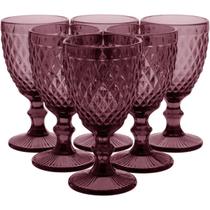Jogo de 6 Taças Água de Vidro Rosa Para Cozinha Mesa 330ml Jogo de 6 Taças Água de Vidro Rosa Para Cozinha Mesa 330ml