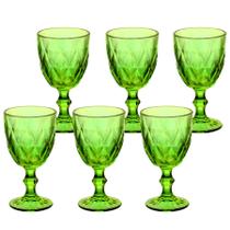 Jogo De 6 Taças Água Vinho 340ml Cristal Diamond Verde