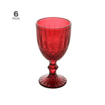 Jogo de 6 Taças de Água Wolff Greek Vermelho de Vidro 345ml