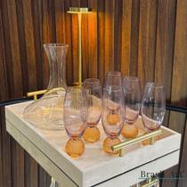 Jogo de 6 Taças de Champagne em Vidro Roxo com Base Esférica Âmbar 208ml