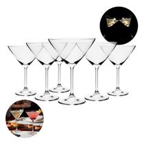 Jogo De 6 Taças De Cristal Para Dry Martini 280ml Drinks Transparente