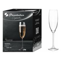 Jogo de 6 Taças de Cristal Pasabahçe Crystallin Sidera Champagne 220ml Jogo de 6 Taças de Cristal Pasabahçe Crystallin Sidera Champagne 220ml