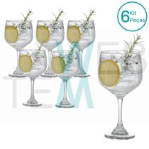 Jogo de 6 Taças de Gin de Vidro 653ml para Drinks ou Sobremesas Resistentes Para Festas, Mesa Posta Elegante e Sustentável, Bares e Restaurantes - WEBTEM