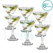 Jogo de 6 Taças de Martini de Vidro 274ml para Drinks ou Sobremesas Resistentes Para Festas, Mesa Posta Elegante e Sustentável, Bares e Restaurantes - WEBTEM