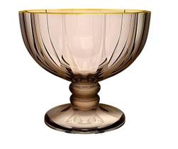 Jogo de 6 taças de sobremesa Refinatto em vidro com borda dourada 350ml A10cm, cor caramelo