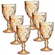 Jogo de 6 Taças de Vidro 330ML Bico de Jaca Transparente Âmbar Furta Cor Diamond Jogo de 6 Taças de Vidro 330ML Bico de Jaca Transparente Âmbar Furta Cor Diamond