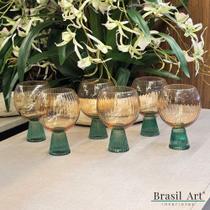 Jogo de 6 Taças de Vidro Bicolor Âmbar e Esmeralda 464ml Design Empire Jogo de 6 Taças de Vidro Bicolor Âmbar e Esmeralda 464ml Design Empire