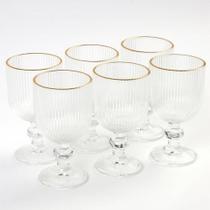 Jogo De 6 Taças De Vidro Com Borda Dourada La Vittra Transparente