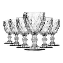 Jogo de 6 Taças de Vidro Diamante Transparente 340ml Original