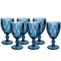 Jogo de 6 Taças de Vidro Diamond Azul 340ml