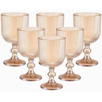 Jogo de 6 Taças de Vidro Graffiato 370ml Âmbar - Haüskraft