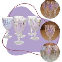 Jogo de 6 Taças de Vidro para Agua Suco Vinho e Drinks Diamond Furta Cor 320ml