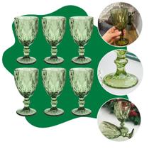Jogo de 6 Taças de Vidro para Agua Suco Vinho e Drinks Diamond Verde 235ml Jogo de 6 Taças de Vidro para Agua Suco Vinho e Drinks Diamond Verde 235ml