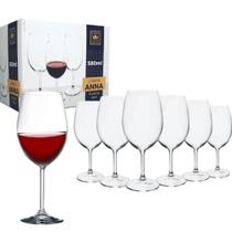 Jogo de 6 Taças de Vinho Água Cristal Bohemia 580mL modelo Anna