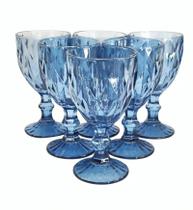 Jogo de 6 Taças Diamond de Vidro Azul 330ml Gamma