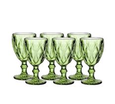 Jogo de 6 Taças Diamond de Vidro Verde 330ml Gamma