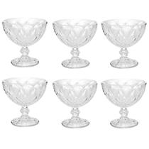 Jogo de 6 Taças Diamond Lyor para Sobremesa 250ml Transparente Tigela de Vidro para Doces Frutas