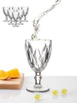 Jogo de 6 Taças Diamond Vidro Transparente 300ml Vinho Água Bebida Drinks Coquetel Restaurante - Original Line