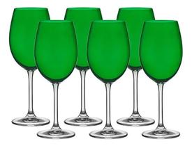 Jogo de 6 taças para água Gastro em cristal ecológico 580ml A23cm verde bandeira Jogo de 6 taças para água Gastro em cristal ecológico 580ml A23cm verde bandeira