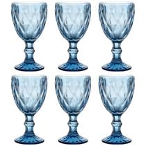 Jogo De 6 Taças Para Água Vinho 300ml Diamond Azul Ke Home