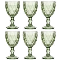 Jogo De 6 Taças Para Água Vinho 300ml Diamond Verde Ke Home