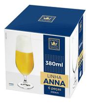 Jogo de 6 tacas para cerveja Anna em cristal ecologico 380ml A19,5cm