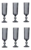 Jogo de 6 tacas para champanhe Cameratta em vidro 160ml A18,4cm cinza Jogo de 6 tacas para champanhe Cameratta em vidro 160ml A18,4cm cinza
