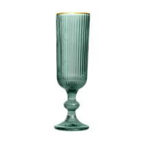 Jogo de 6 tacas para champanhe Cameratta em vidro com borda dourada 160ml A18,4 cor verde - L Hermitage