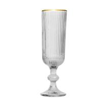 Jogo de 6 tacas para champanhe Cameratta em vidro com borda dourada 160ml A18,4 - L Hermitage